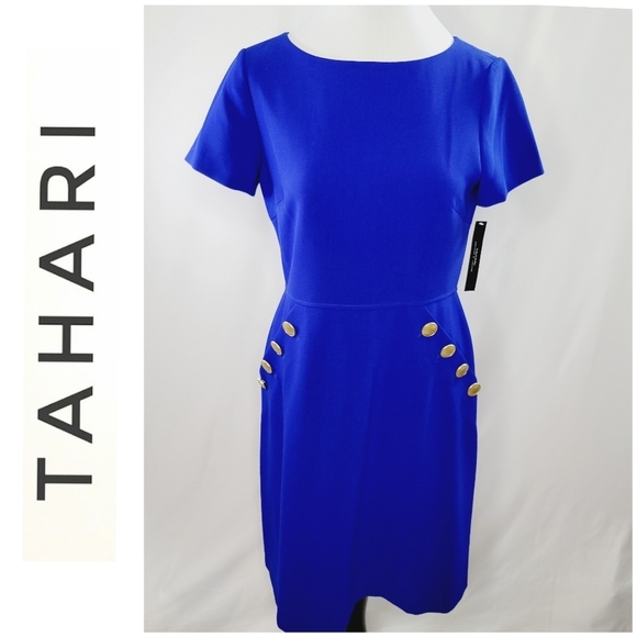 Tahari Dresses & Skirts - TAHARI ASL Arthur S Levine Women’s Cobalt Blue Short Sleeve Zipper Back Dress 8